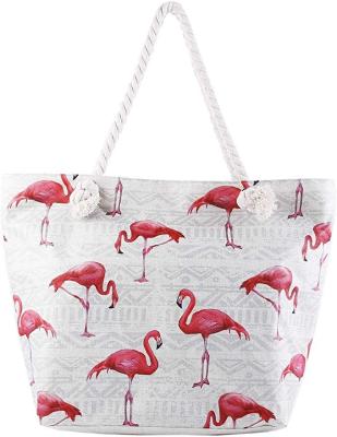 China Multifunctional Custom Cotton Canvas Rope Handle Tote Beach Bag Tote Handbags for sale