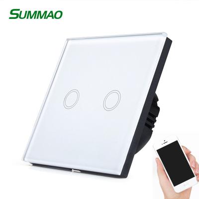 China Tempered Glass Face Work Perfectly OEM Design Europe Inteligente Smart Home Wifi Wall Lamp Switch for sale