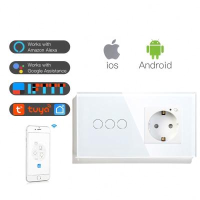 China Support Alexa And Google Home Smart Wifi Touch Switch 1 Band Standard Eu Work With Tuya 16a Eu Plug AMS for sale