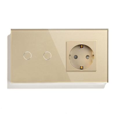 China Residential / Multipurpose Dual View Switch 2 Strip With Eu Plug 157*86mm Wall Socket European Style Lichtschalter Touch for sale