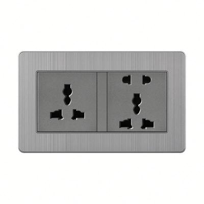 China Hotel multi-purpose household multi-function three hole with multi-function five-hole 147 power socket concealed stainless steel panel for sale