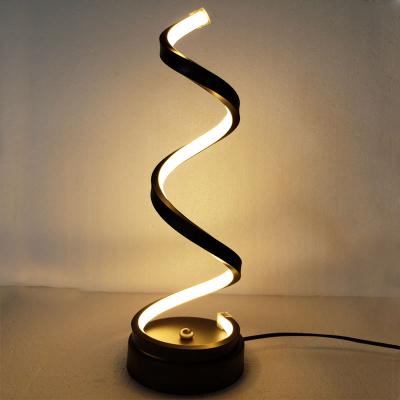 China Aicco Modern Black White Gold Color Cheap LED Table Lamps Spiral Desk From Bedside For Bedroom Restaurant 39502 for sale