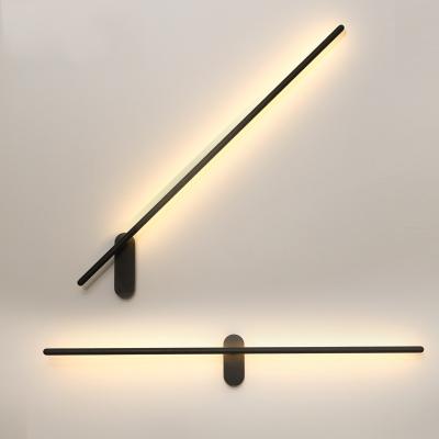 China Modern Aicco Modern LED Hotel Room Wall Lamp Indoor Black Linear Light For Bedroom 6939 for sale