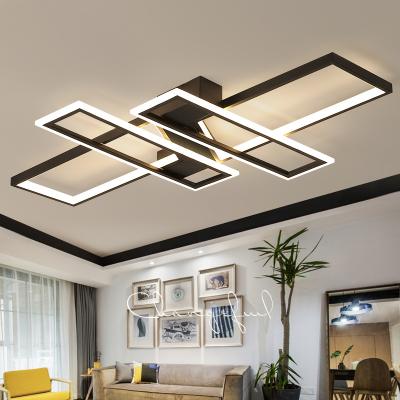 China Surface Mounted New LED Ceiling Lamp For Living Room Bedroom Dining Home Modern Black Chandeliers Rectangle Ceiling Light Fixtures 29952 for sale