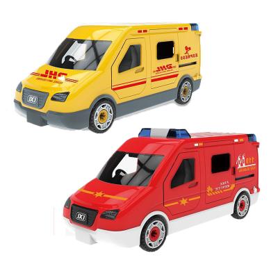 China Excellent Toy Cars Fire Truck Plastic Slide Assembly With Light Music Fire Truck DIY Assembly Building Toys With Light Music Vehicle for sale