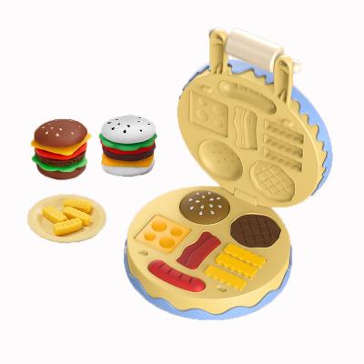 China DIY Safety Chicken Toy For Kids With Multifunctional Cake Machine Set Colorful Dough Cake Hamburger Educational Toy Many Shape Machine for sale