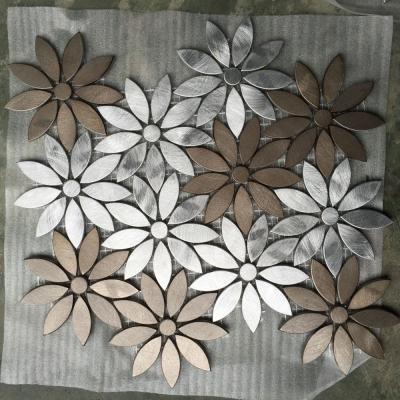 China Irregular Parquet Metal Chrysanthemum Pattern Mosaic Tile Mosaic for sale