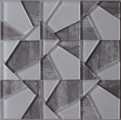 China Polygon Glass Ink Slab Parquet Wash Mosaic Painting Drawing Glass Mosaic for sale