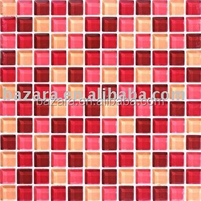 China Parquet Fancy Color Pink and Red Crystal Glass Mosaic for Wall Flooring Colorful Mosaic Slab for sale