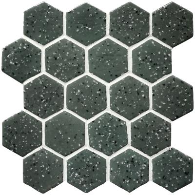 China Modern Decorative Glass Mosaic Kitchen Wall Hexagon Shape Parquet Style Pastilha Glass Mosaic for sale