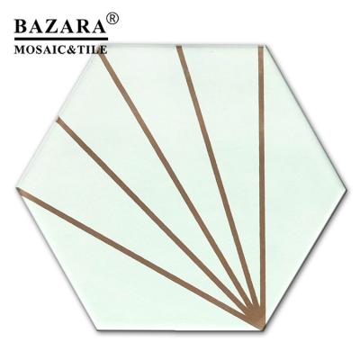 China Cheap Rustic Hexagon Glazed Porcelain Decorative Wall Tile for sale