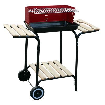 China Wood Table Forest Barbeque Grill With Bottom Height Adjustable Portable Rectangular Charcoal Grill Windscreen for sale