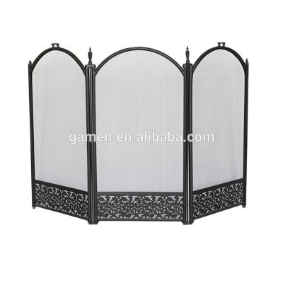 China Steel Rated Traditional 3 Panel Fire Screen All Black Finished--PF053B for sale