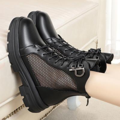 China New summer women's breathable shoes stepping up fashion trend shorts reject British style Martin Shoes black bare boots for sale