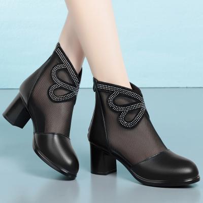 China Breathable Sexy Mesh High Heels Boots For Women Round Toe Shoes Ladies Runway 2022 Ladies High Heel Party Shoes for sale