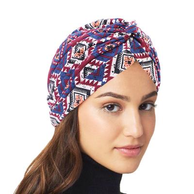 China Women Head Cotton Turban Wrapped Beanie Hair Turban Headband Muslim Arab Turbans for sale