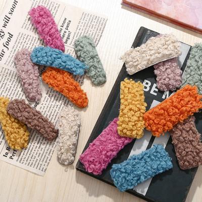 China Plush Fashion Wool Plush Fancy Hair Clips Candy Color Bb Clip Side Clip Hair Accessories Kids Hairpin for sale