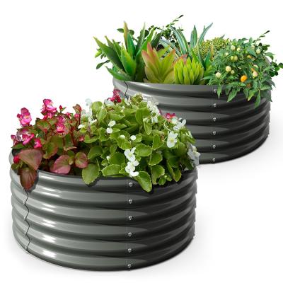 China Modern Gardening Grow Planter Box Kits Modern Zinc Metal Galvanized Steel Outdoor Planter Vegetable Raised Garden Bed for sale