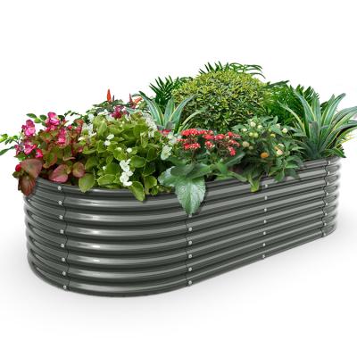 China CLASSIC Outdoor Rectangle Modular Corrugated Planter Box Kits Enclosed Galvanized Steel Metal Raised Garden Beds for sale