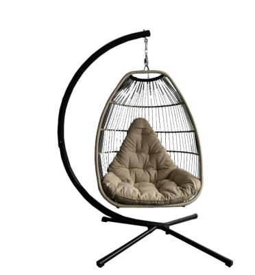 China New Design Egg Leisure Chair 2020 Outdoor Foldable Hanging Chair Swing Chair With Metal Stand for sale