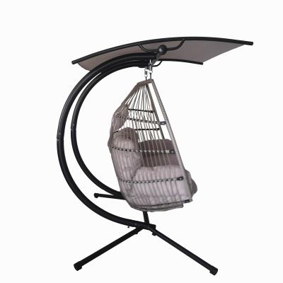 China 2020 New Style Egg Swing Chair Modern Outdoor Swing Chair Foldable Hanging Chair With Metal Stand for sale