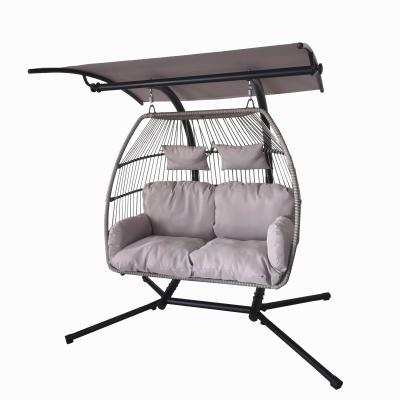 China Foldable Leisure Chair Swing Egg Hanging Chair With Outdoor Metal Stand for sale