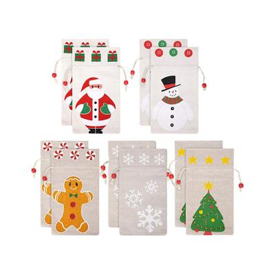 China Christmas Tree Truck Deer Canvas Santa Sack Linen Christmas Gift Creative Folding Cotton Drawstring for sale