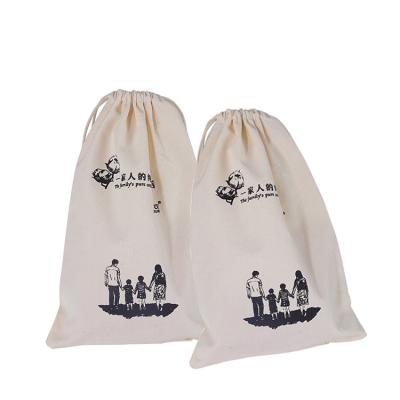 China Cheap Custom Natural Reusable Organic Cotton Drawstring Gift Wrapping Pouch Hotsale Logo Folding Canvas Drawstring Bag for sale