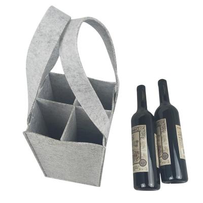 China Custom logo printed fashion reusable eco to reuse felt wine beer bottle packaging carrier packing bag 4 6 9 for sale