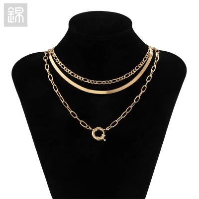 China JY-mail 2110X02664 CLASSIC multi layer chain copper iron necklace simple fashion women necklace jewelry gift for sale