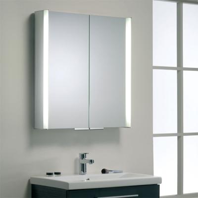 China Hot Sale Waterproof Stainless Steel Single Door Bathroom Mirror Cabinet With LED Light Medicine Cabinet for sale