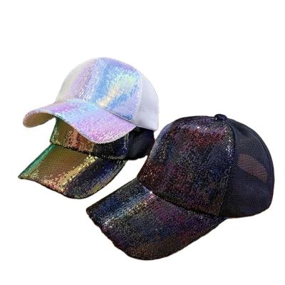 China COMMON Women spring and summer breathable sun visor dazzle sequin hat summer street fashion street fashion net mesh baseball cap for sale