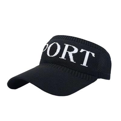 China Plush summer knitted SPORT letter sun visor hat women ponytail hat UV printed sun protection hat for sale