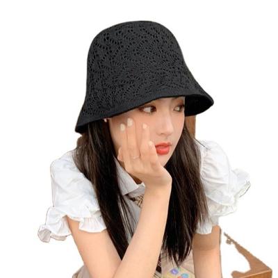 China Casual Breathable Sun Visor Fisherman Hat Double Sided Knitted Bucket Hat Hollowed-out Summer Sun Hat for sale