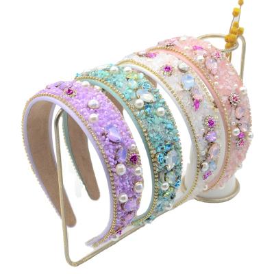 China Baroque Sponge Fashion Rhinestone Diamond Rhinestone Crystal Hair Accessories Blingbling Headband for sale