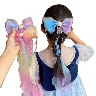 China Big Hair Bow Sweet Hairpin Clip Hairpin Children Kids Girl Soft Mesh Hair Accessories for sale