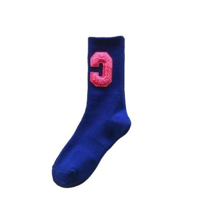 China Plush Letter C Cotton Sports Embroidered Athletic Socks for sale