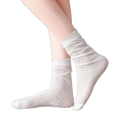 China Women Sporty Ultra-thin Fishbone Mesh Lace Tube Socks Candy Color Mid-Tube Fashion Sports Hollow-out Socks for sale