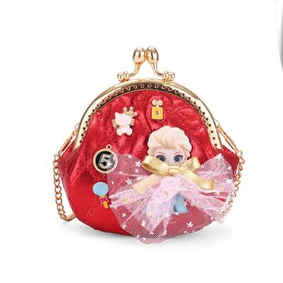 China Blingbling Waterproof Children Princess Kids Bag Kindergarten Simple Girl Purse Cross-Body Shoulder PU Chain Handbag for sale