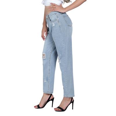 China Spring and Autumn High Waist Solid Color Women Street Solid Color Jeans Breathable Wide Thin Straight Ladies for sale