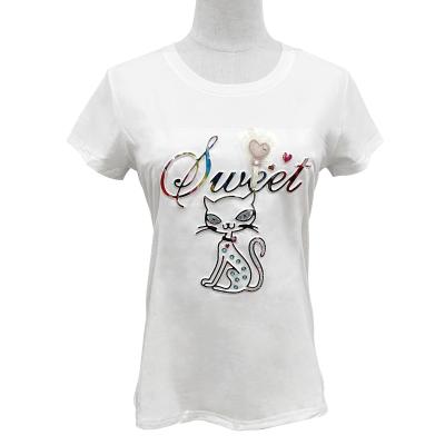 China New QUICK DRY women's casual tops embossed style printing seven color laser print women's tee fashion shorts sleeved T-shirt for sale