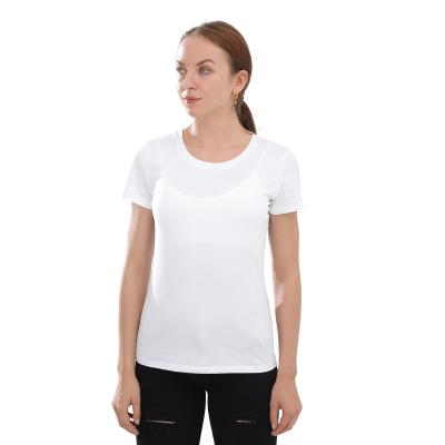 China Anti-Wrinkle 2021 Summer Casual O-Neck T-shirt Tops Short Sleeve Tee Shirt Women Loose Solid Basic T-shirt Women for sale