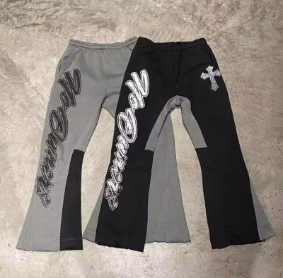 China Geademde joggers Trackbroek 100% katoen Custom Sweatbroek Flared Sweatbroek voor mannen Te koop