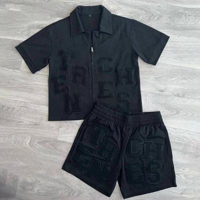 China 2024 Summer Men's Breathable Two Piece Tracksuit with Digital Printing and Solid Color for sale