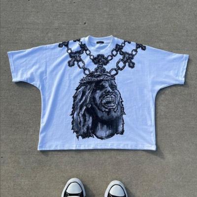 China Street Wear Diseño Gráfico 300Gsm Hombre camiseta cuadrada cortada de gran tamaño en venta