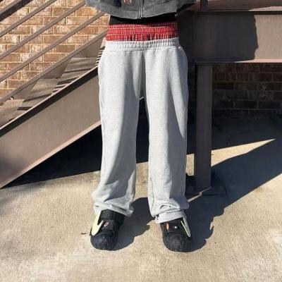 Chine Logo imprimé sur mesure Sweatpants larges et larges pour hommes en terry français avec double fermeture de la taille à vendre