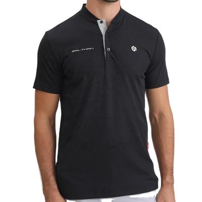 China 2024 Design Mandarin Kragen Stickgummi Silikon Logo Slim Fit Golf Polo T-Shirts zu verkaufen