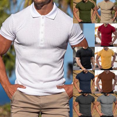 China Camisas de polo de poliéster de impresión personalizada con diseño de rayas coloridas para el estilo de vida activo de los hombres en venta