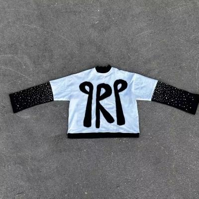 China Ondersteuning Customized Logo Borduurwerk Applique Patch Boxy Cropped Graphic T-Shirt voor mannen Te koop