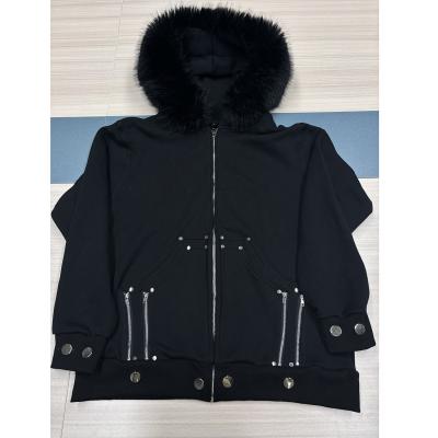 China Custom Winter Fleece 100% Baumwolle Dicke Blank Falsches Pelz Reißverschluss Hoodie mit Pelzkapuze zu verkaufen